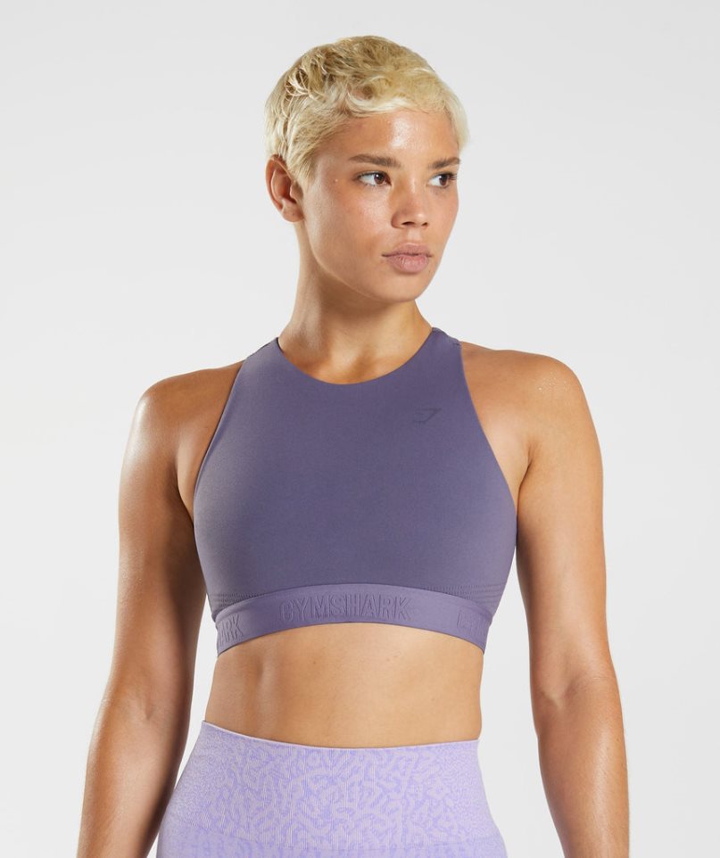 Women\'s Gymshark 315 Performance High Neck Sports Bra Purple | CA 608A7N